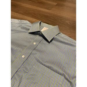 Brooks Brothers Mens 16-2/3 Blue Green Stripe Long Sleeve‎ Button Down Shirt